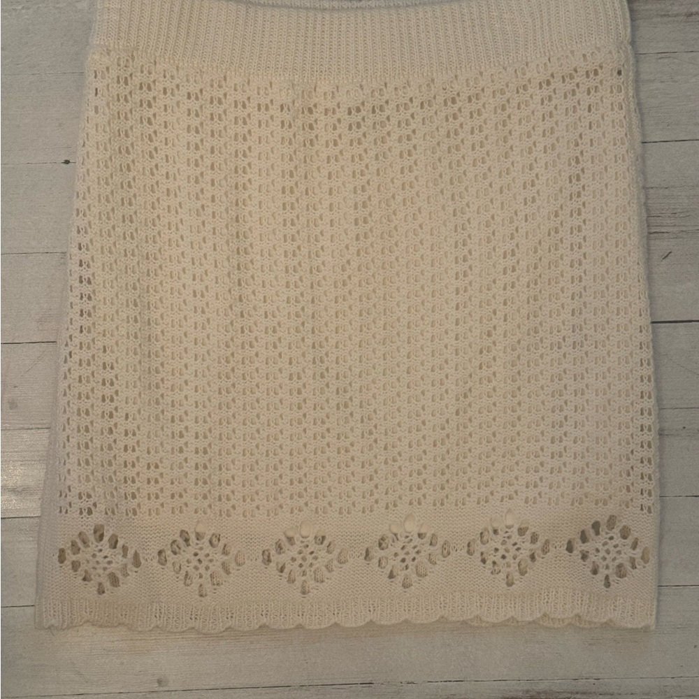 Emory Park Cream Crochet Midi Skirt